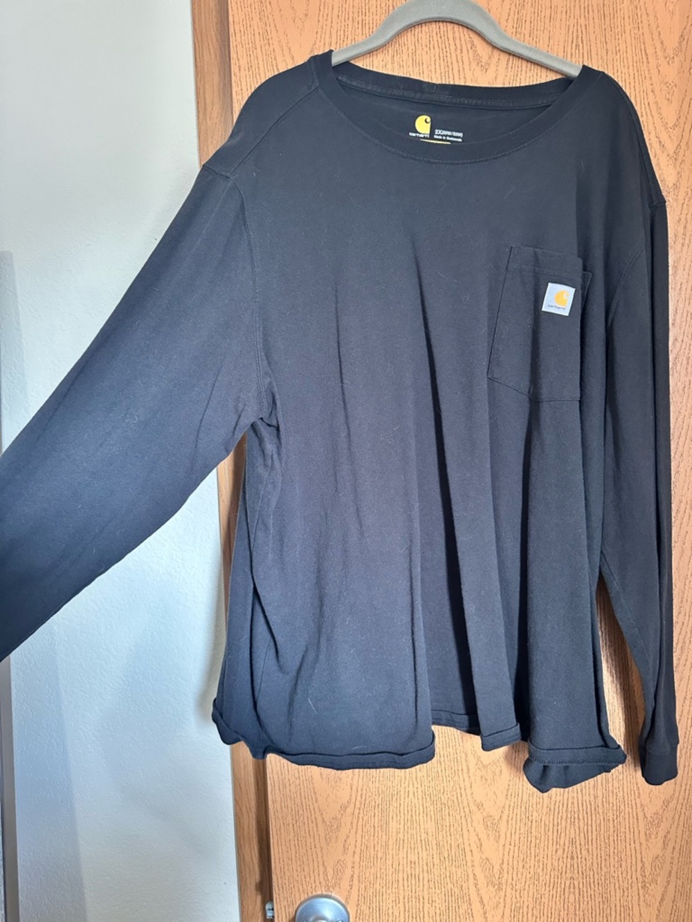 Carhartt Black Crewneck Tee with Yellow Logo Print